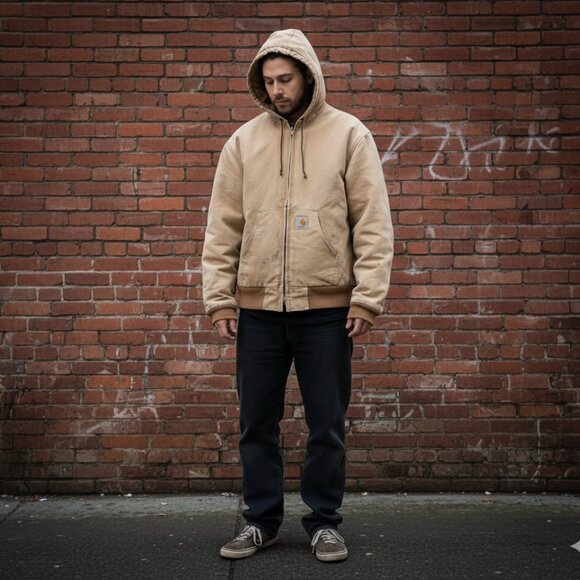 Vintage Baggy Carhartt Duck Canvas Streetwear Jacket L/XL Distressed Work Grunge - Picture 1 of 11